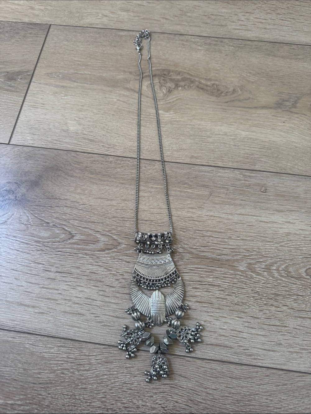 Source Unknown Silver Bohemian Statement Necklace